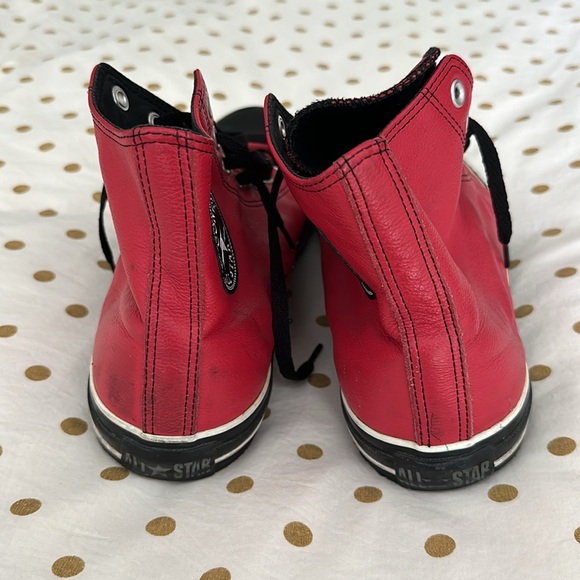 CONVERSE ALL STAR RED LEATHER HIGH TOP SHOES - Picture 4 of 8